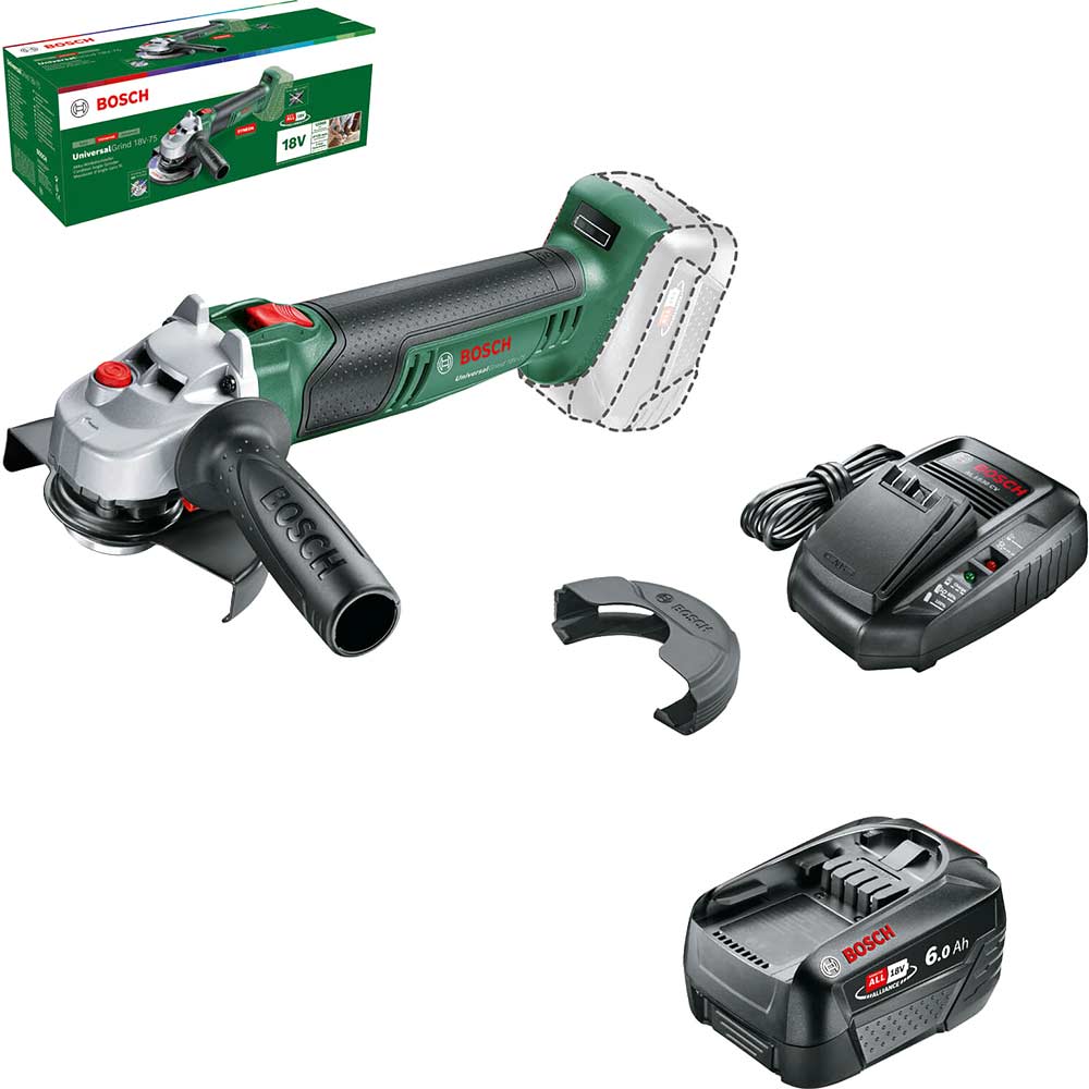 Bosch UNIVERSALGRIND 18V-75 P4A 18v Cordless Angle Grinder 125mm 1 x 6ah Li-ion Battery Charger No Case