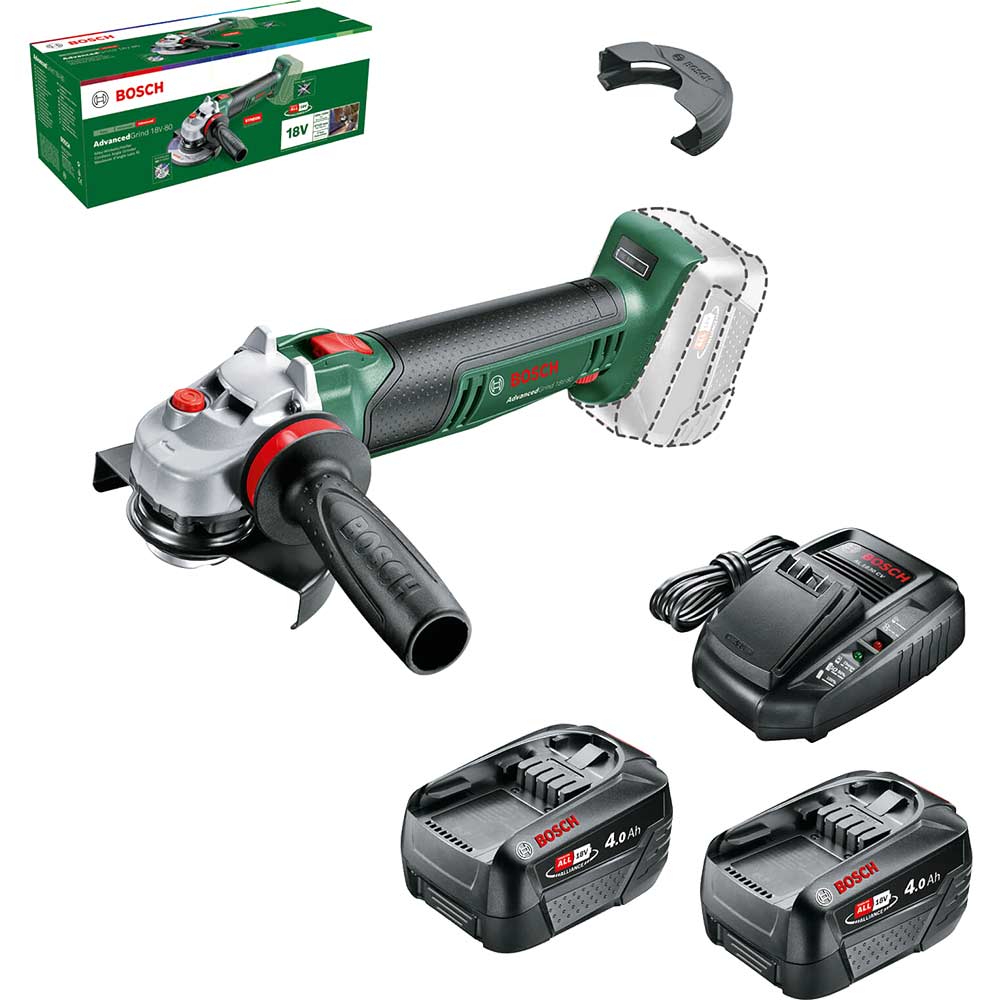 Image of Bosch ADVANCEDGRIND 18V-80 18v Cordless Angle Grinder 125mm 2 x 4ah Li-ion Charger No Case