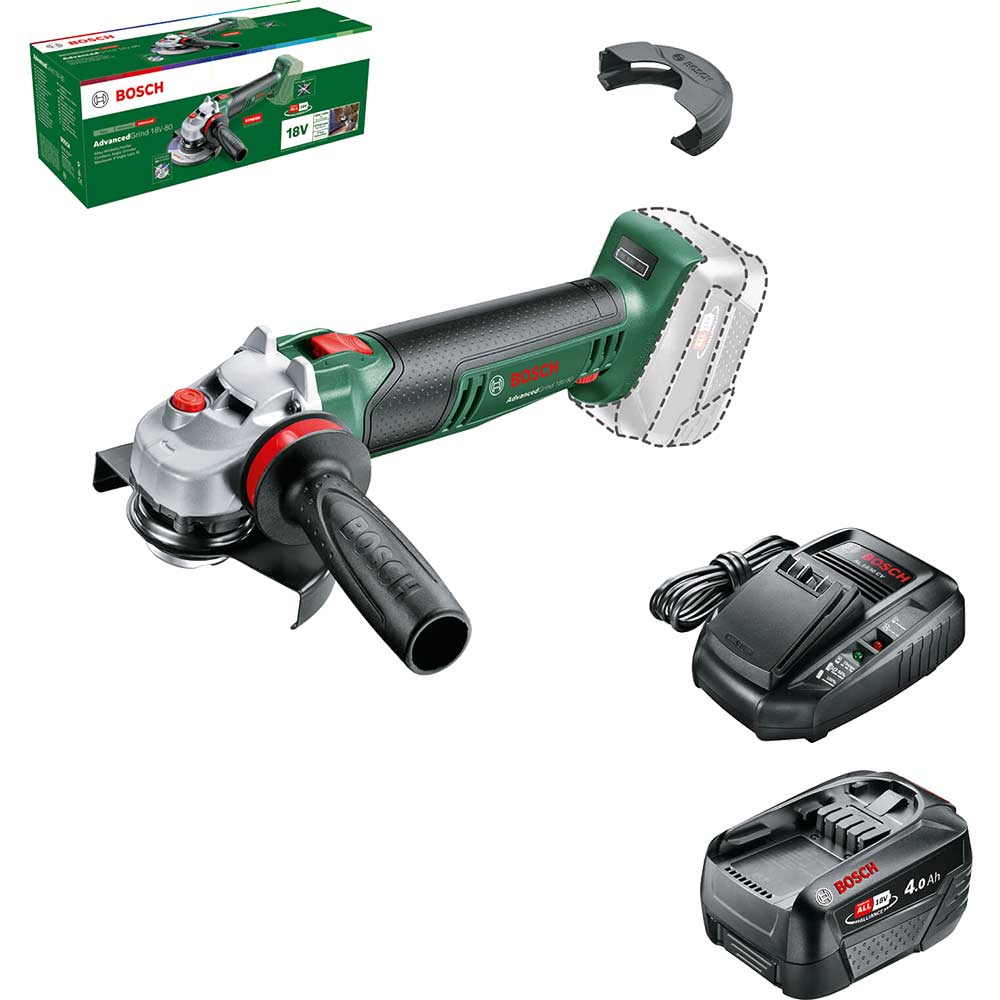 Bosch ADVANCEDGRIND 18V-80 P4A 18v Cordless Angle Grinder 125mm 1 x 4ah Li-ion Battery Charger No Case