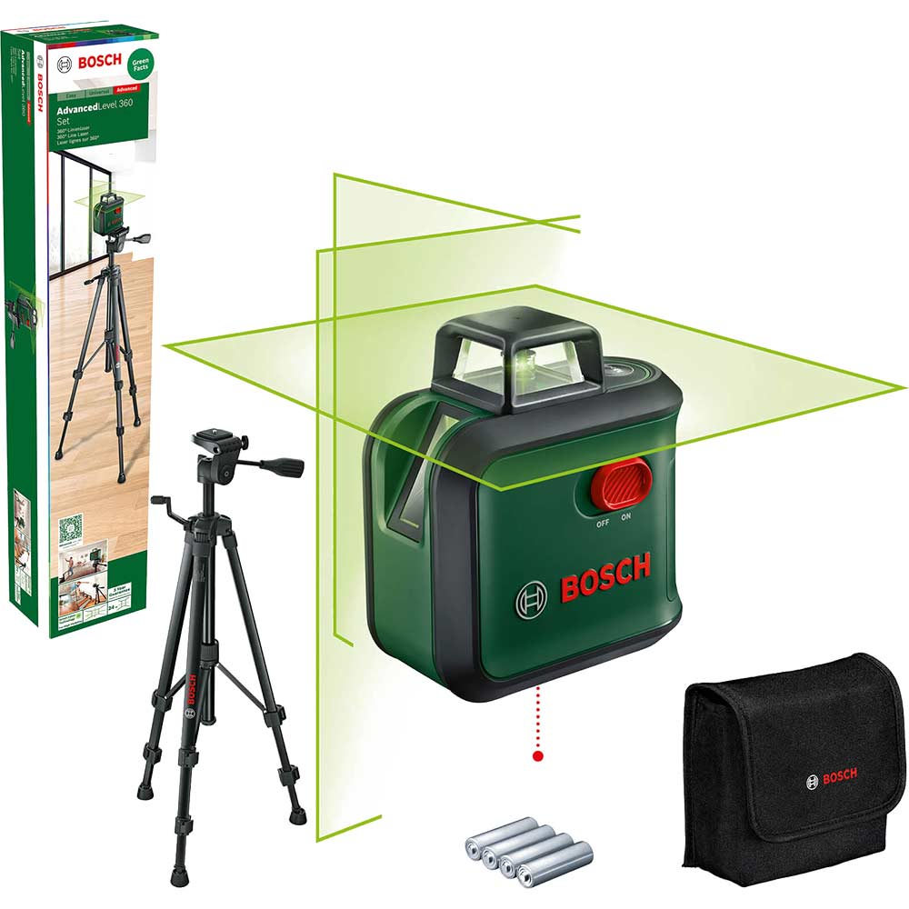 Photos - Laser Measuring Tool Bosch ADVANCEDLEVEL 360 Self Levelling Cross Line Green Laser Level Tripod 