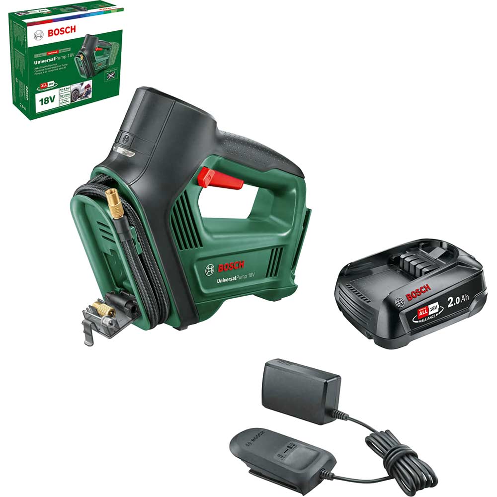 Bosch UNIVERSALPUMP P4A 18v Cordless Air Pump 1 x 2ah Li-ion Battery Charger No Case