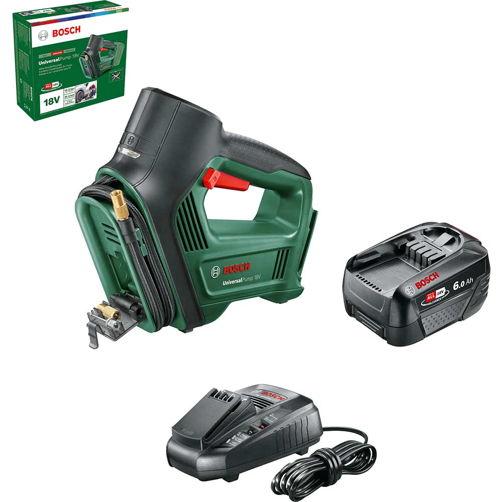 Bosch UNIVERSALPUMP P4A 18v Cordless Air Pump 1 x 6ah Li-ion Battery Charger No Case