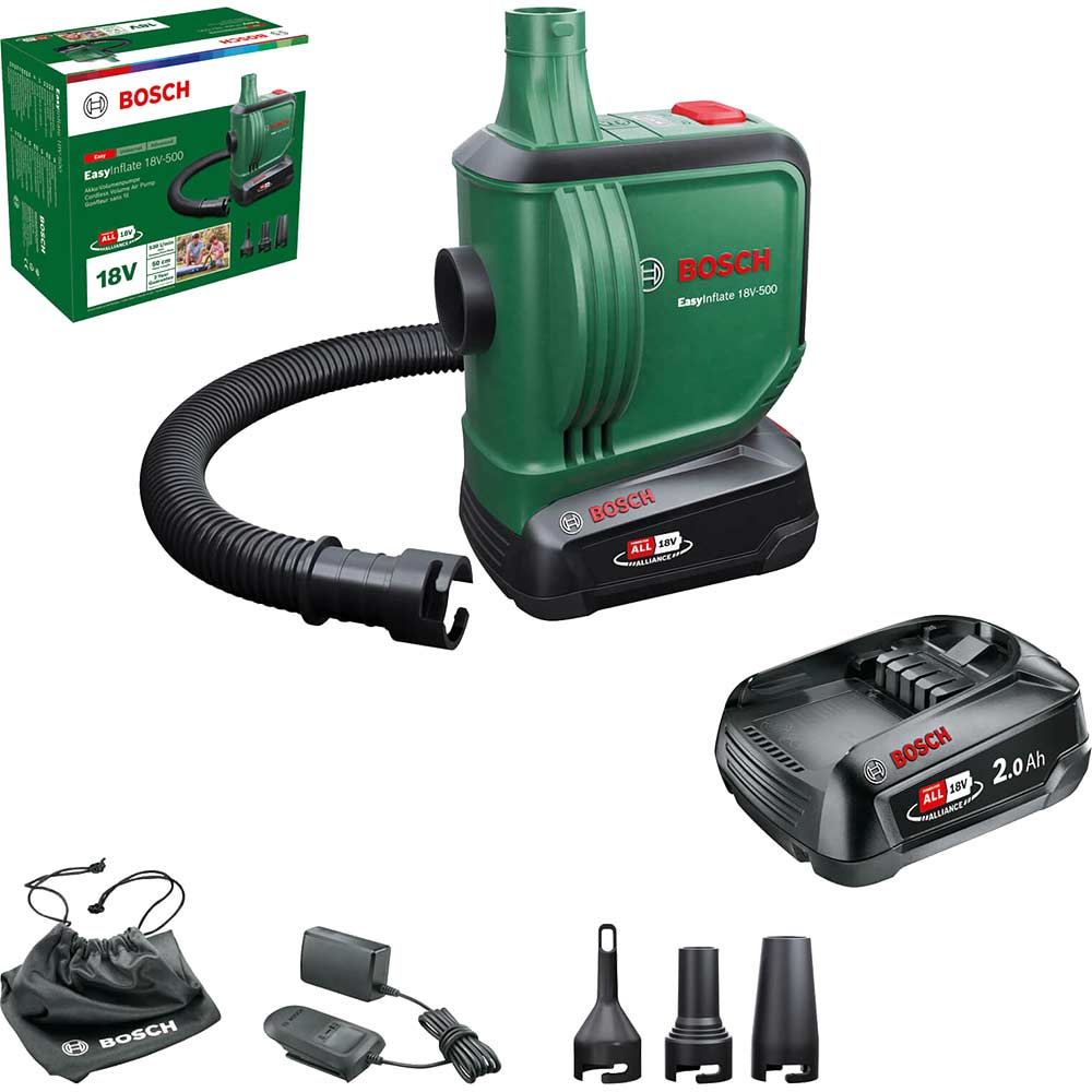 Bosch EASYINFLATE 18V-500 P4A 18v Cordless Air Pump 2 x 2ah Li-ion Battery Charger