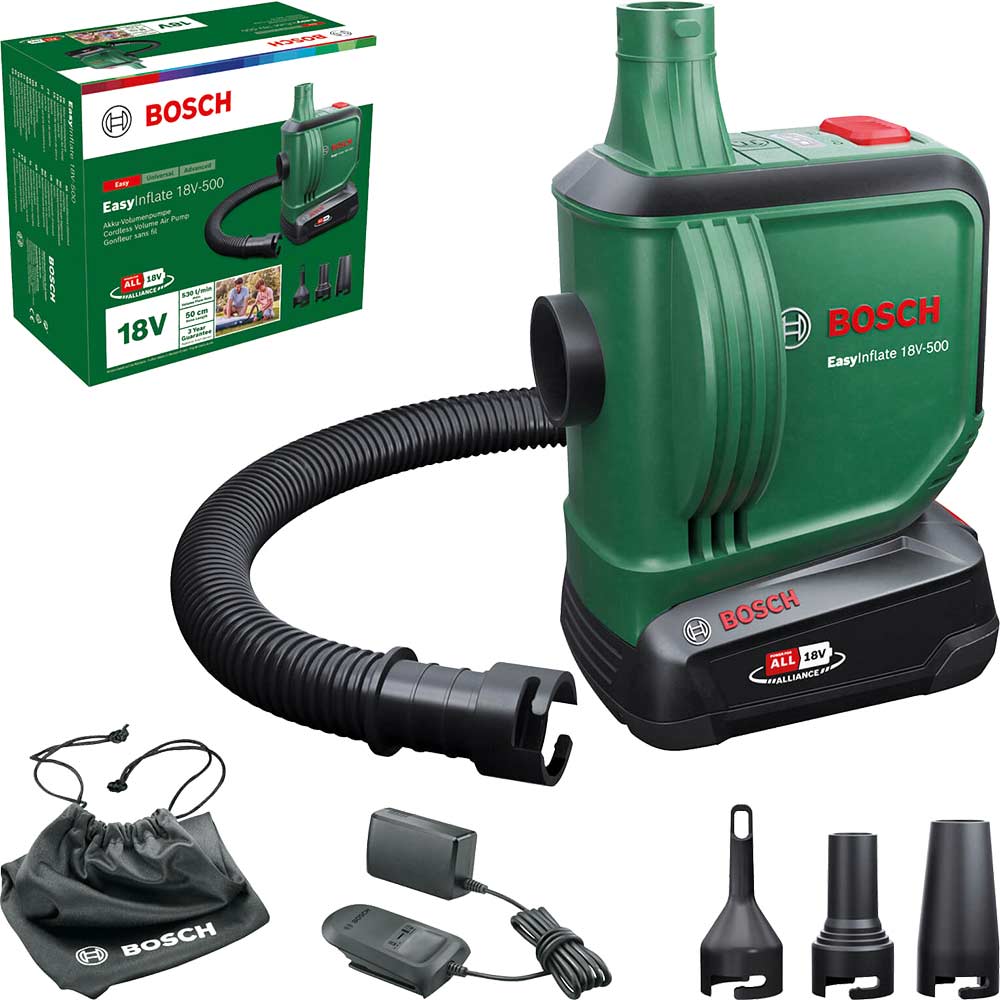 Bosch EASYINFLATE 18V-500 P4A 18v Cordless Air Pump 1 x 2ah Li-ion Battery Charger