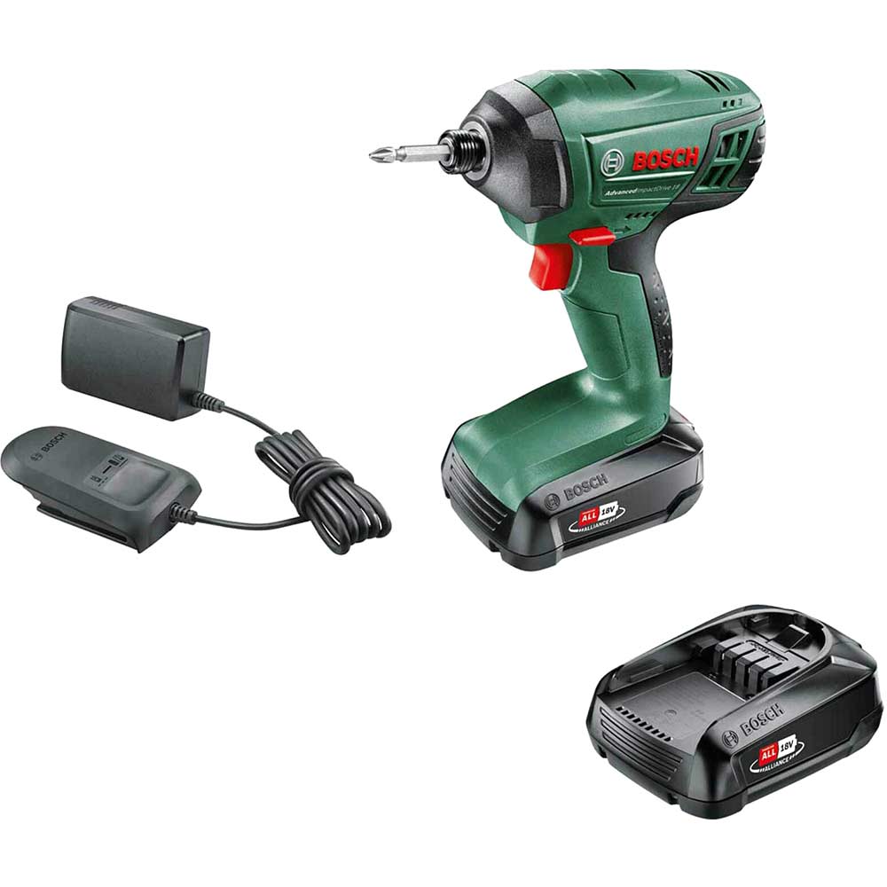 Image of Bosch ADVANCEDIMPACTDRIVE 18v Cordless Impact Driver 2 x 1.5ah Li-ion Charger No Case