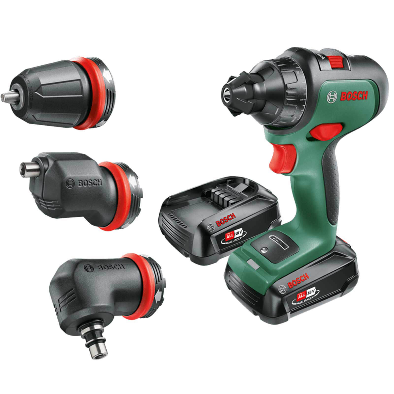 Image of Bosch ADVANCEDDRILL 18v Cordless Drill Driver and Attachments 2 x 2.5ah Li-ion Charger Case & Accessories