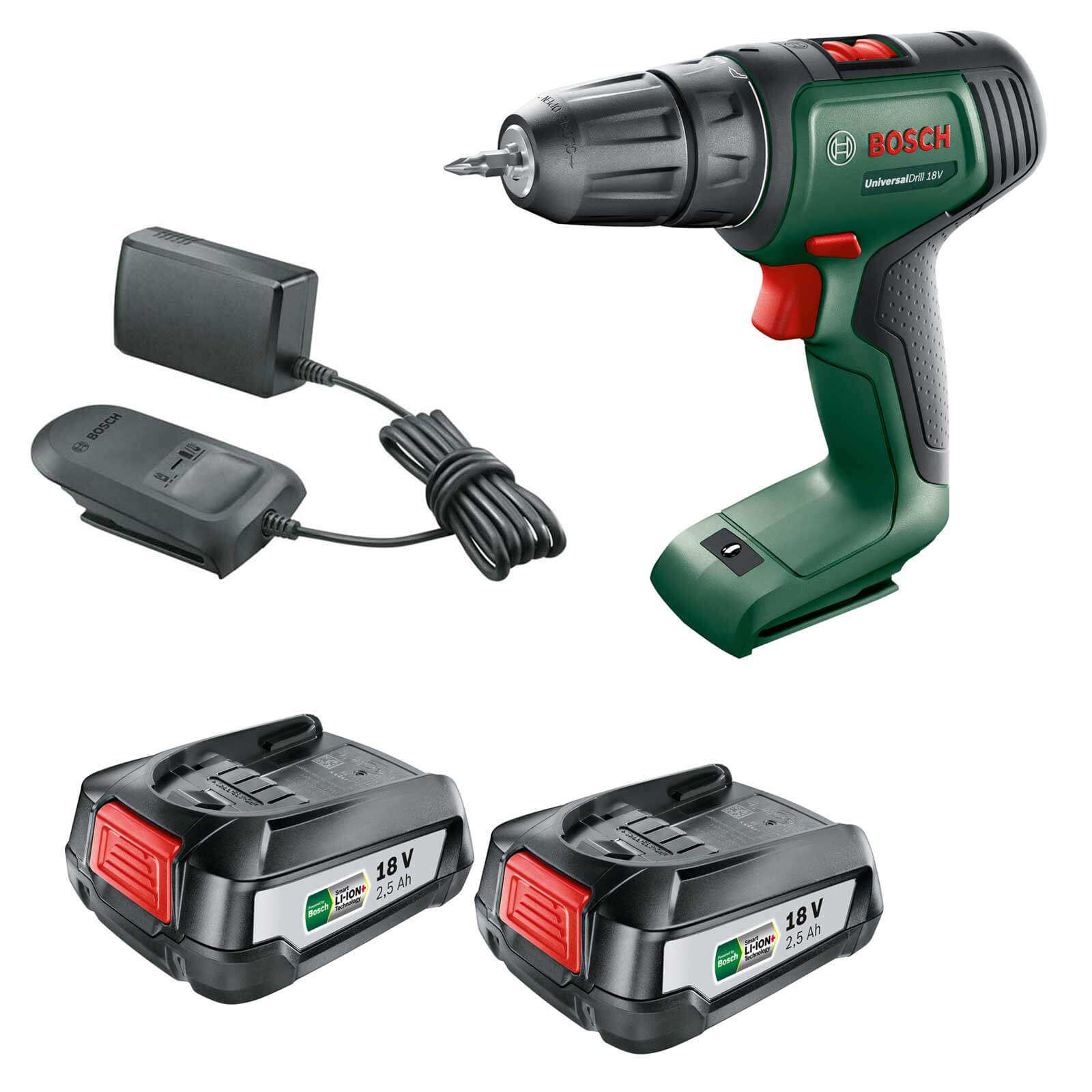 Image of Bosch UNIVERSALDRILL 18v Cordless Drill Driver 2 x 2.5ah Li-ion Charger No Case