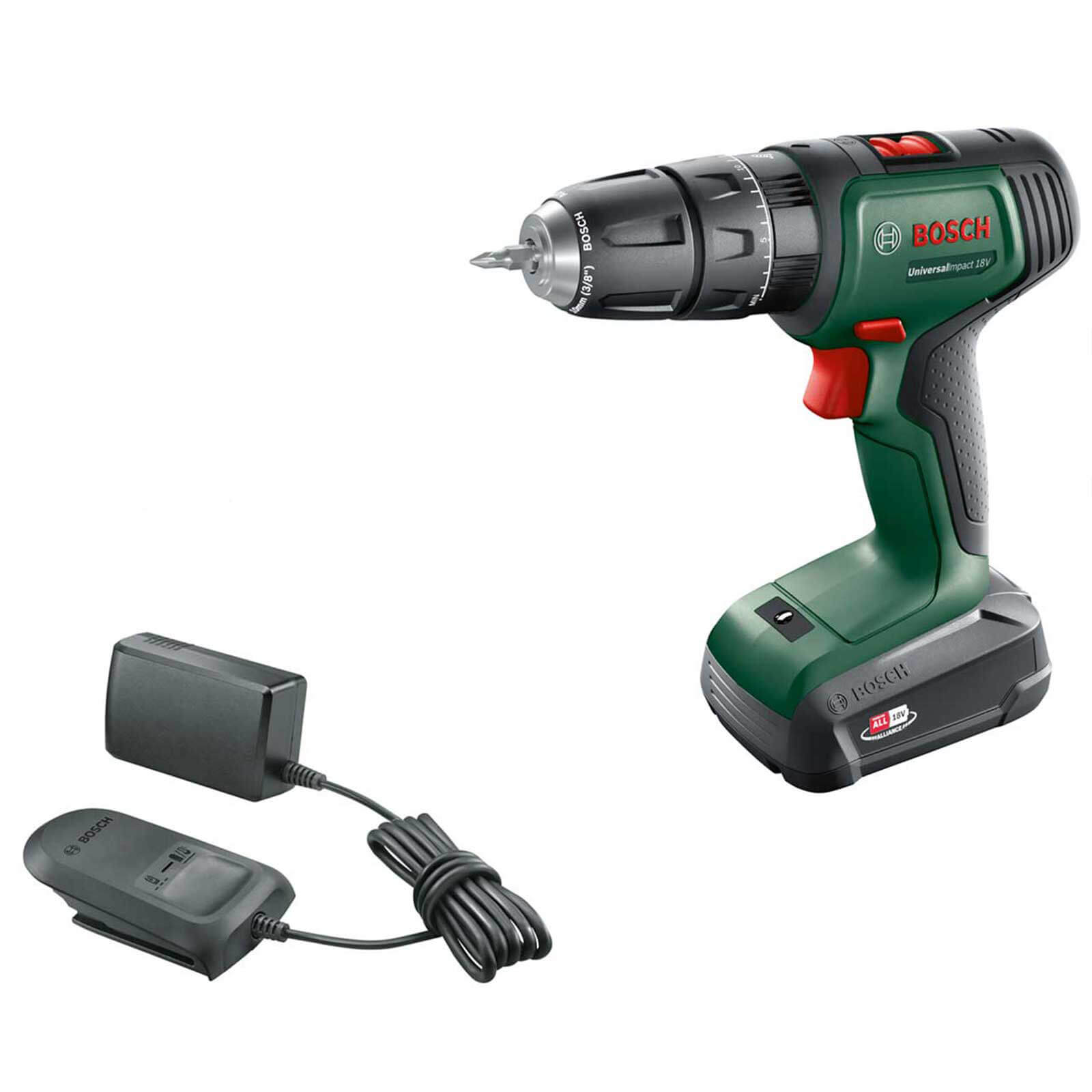Image of Bosch UNIVERSALIMPACT 18v Cordless Combi Drill 1 x 2.5ah Li-ion Charger No Case