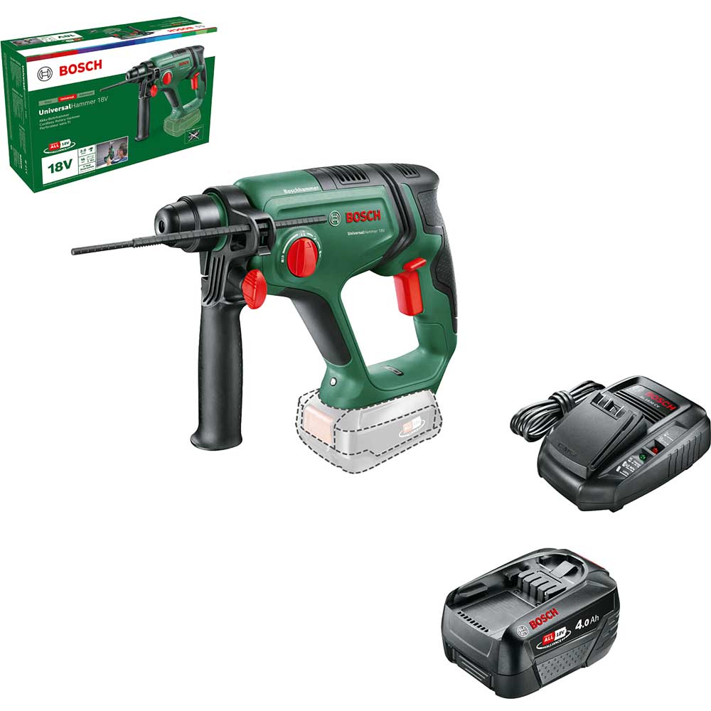 Image of Bosch UNIVERSALHAMMER 18v Cordless SDS Drill 1 x 4ah Li-ion Charger No Case