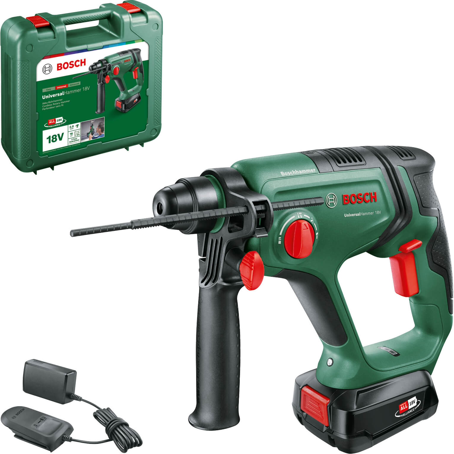Image of Bosch UNIVERSALHAMMER 18v Cordless SDS Drill 1 x 2.5ah Li-ion Charger Case