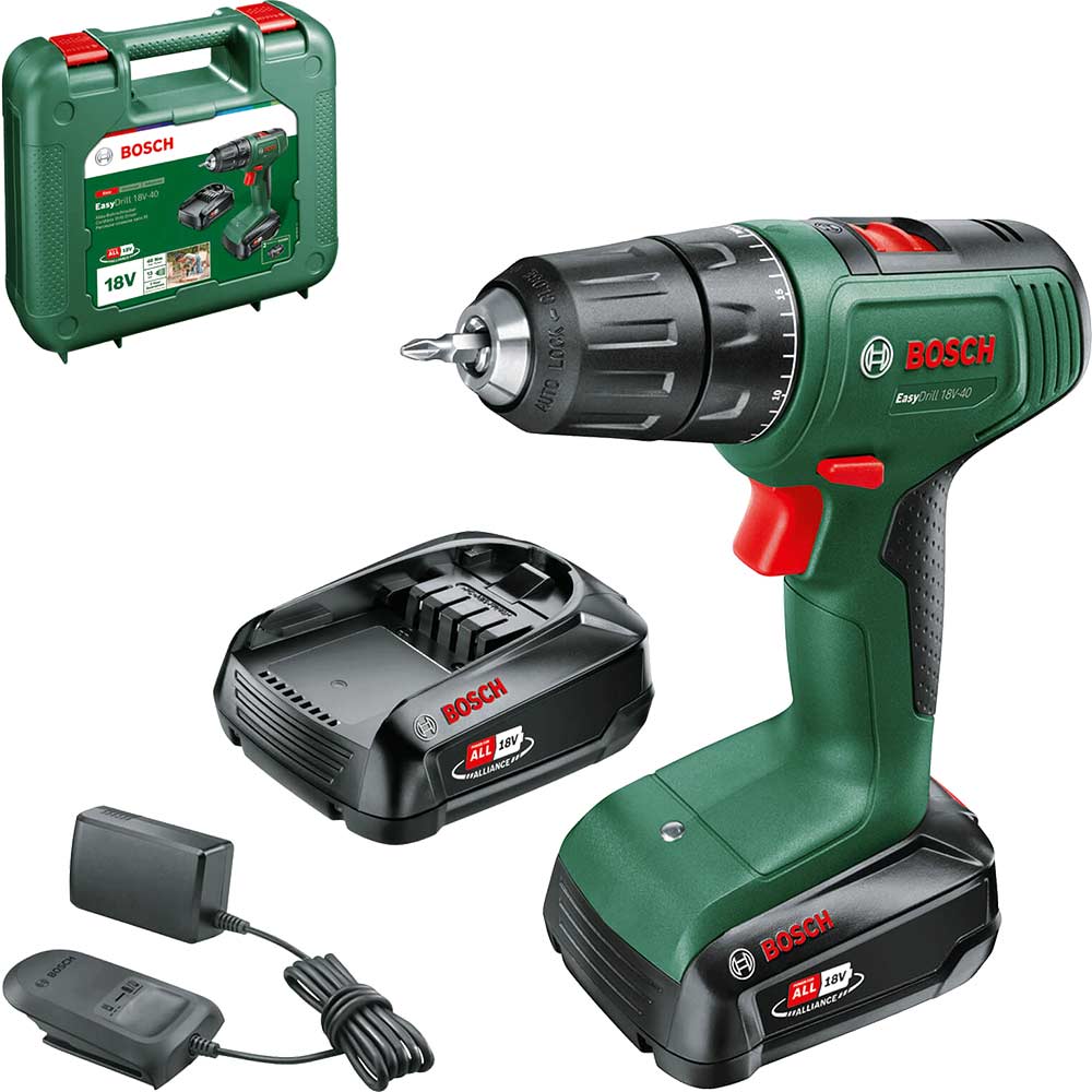 Bosch EASYDRILL 18V-40 P4A 18v Cordless Drill Driver 2 x 1.5ah Li-ion Battery Charger Case