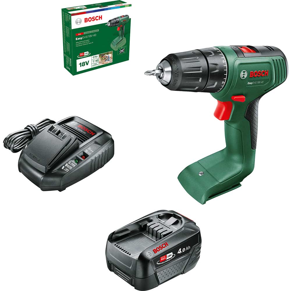 Bosch EASYDRILL 18V-40 P4A 18v Cordless Drill Driver 1 x 4ah Li-ion Battery Charger No Case