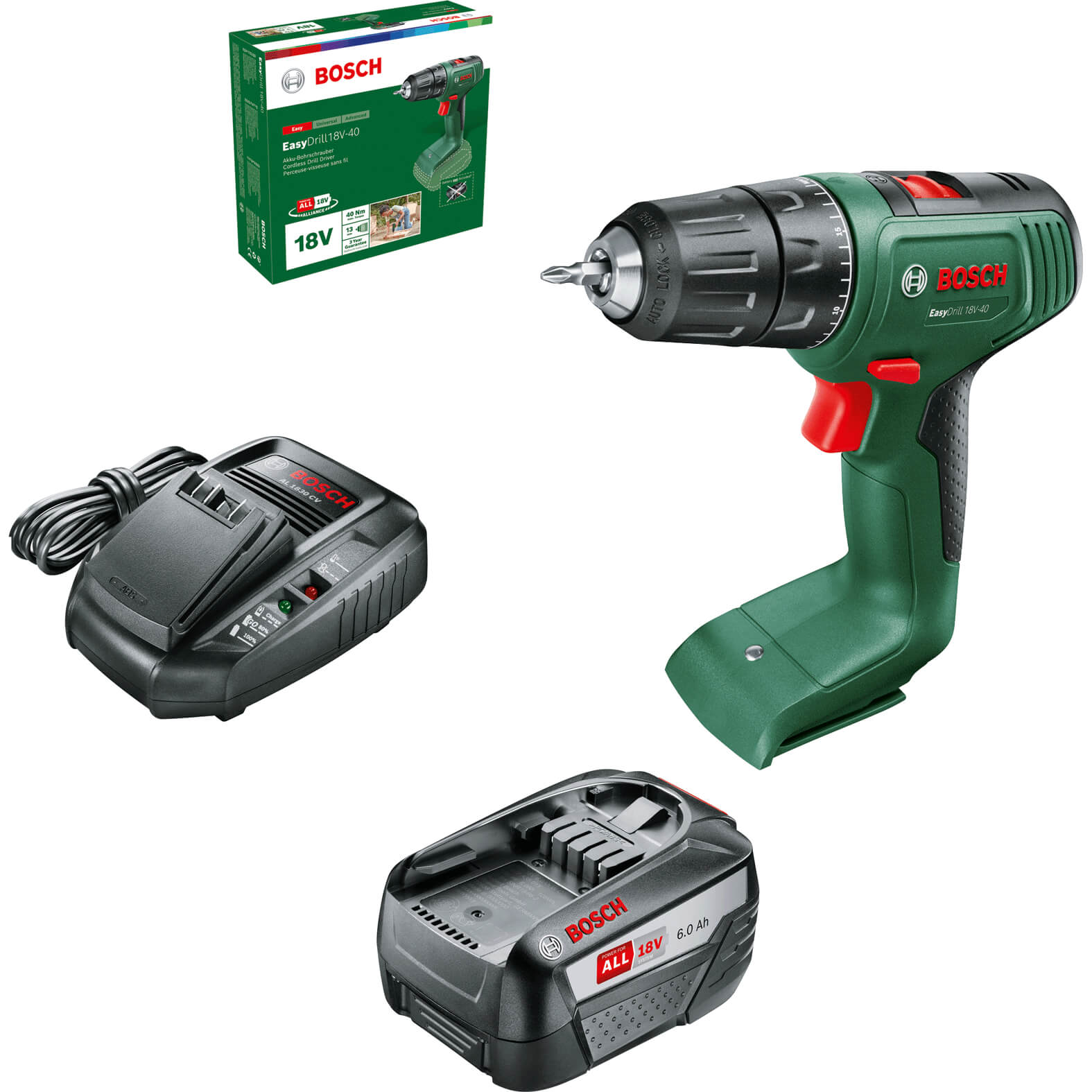 Image of Bosch EASYDRILL 18V-40 18v Cordless Drill Driver 1 x 6ah Li-ion Charger No Case