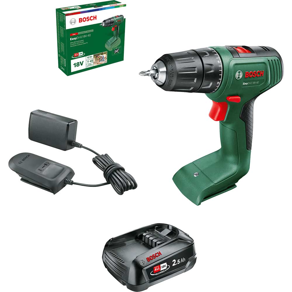 Bosch EASYDRILL 18V-40 P4A 18v Cordless Drill Driver 1 x 2.5ah Li-ion Battery Charger No Case