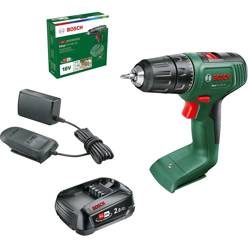 Bosch EASYDRILL 18V-40 P4A 18v Cordless Drill Driver 1 x 2ah Li-ion Battery Charger No Case