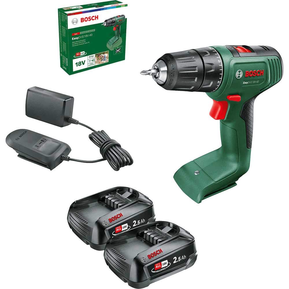Bosch EASYDRILL 18V-40 P4A 18v Cordless Drill Driver 2 x 2.5ah Li-ion Battery Charger No Case