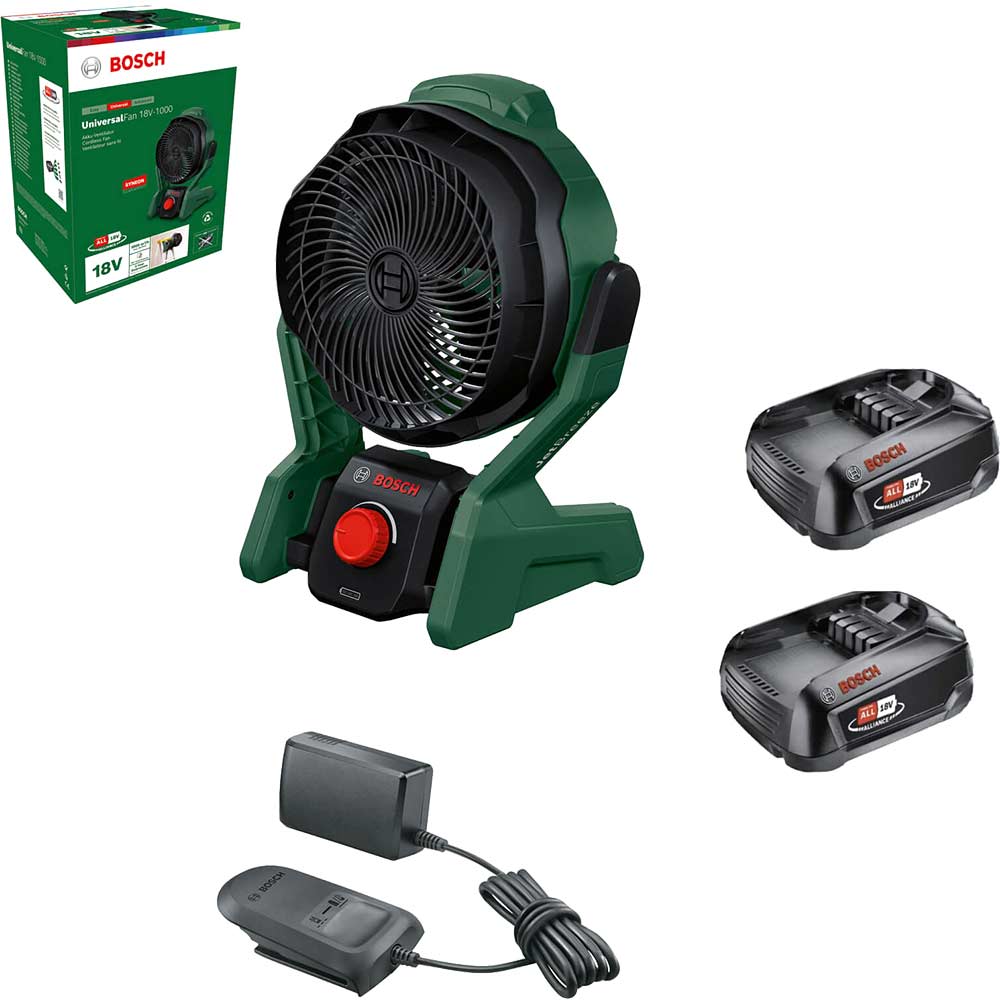 Image of Bosch UNIVERSALFAN 18V-1000 18v Cordless Portable Fan 2 x 1.5ah Li-ion Charger No Case