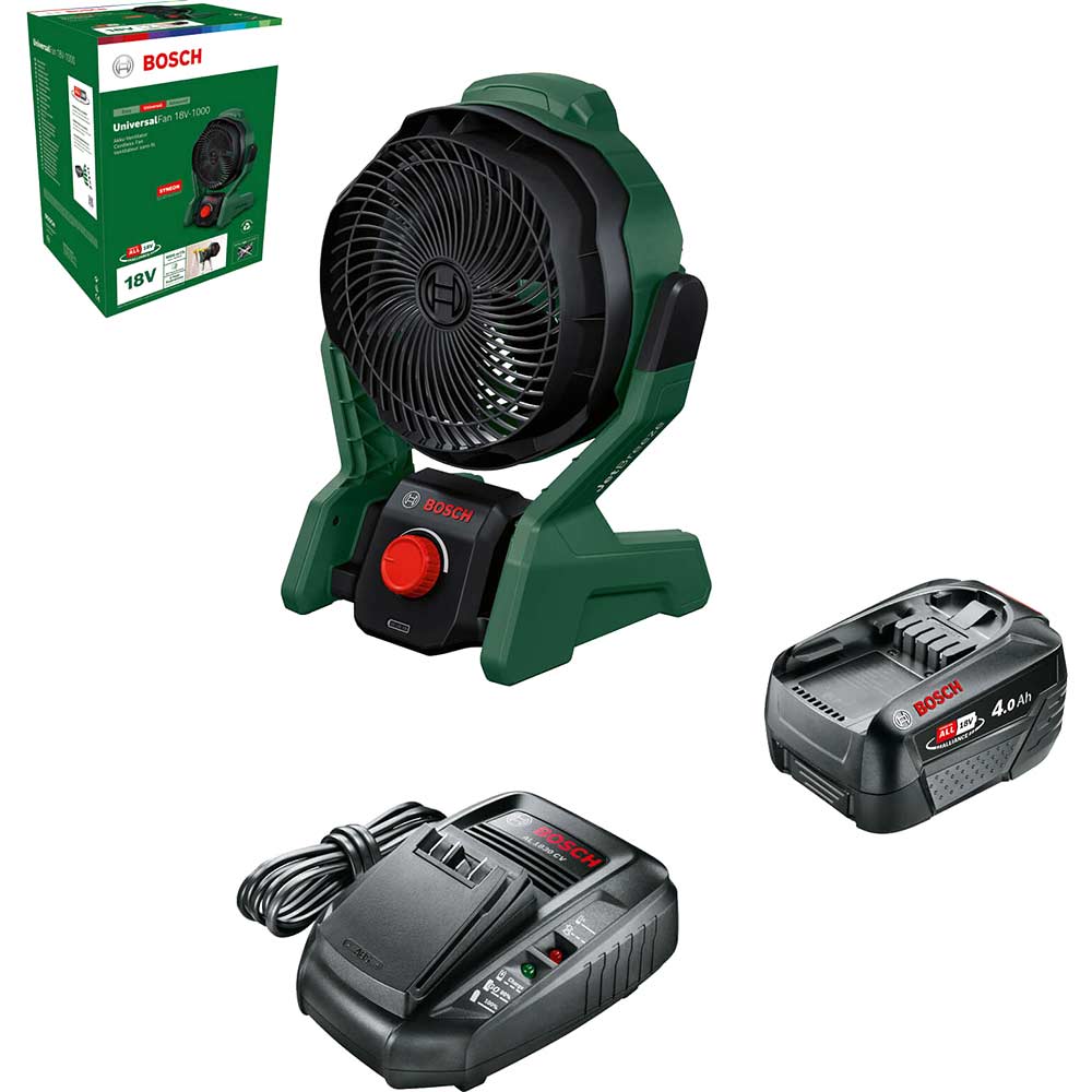 Bosch UNIVERSALFAN 18V-1000 P4A 18v Cordless Portable Fan 1 x 4ah Li-ion Charger No Case