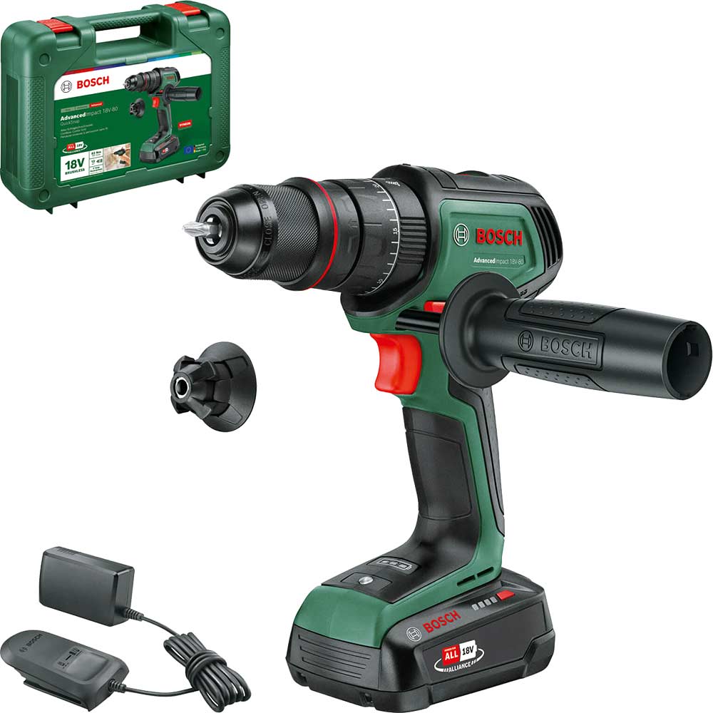 Bosch ADVANCEDIMPACT 18V-80 P4A 18v Cordless Combi Drill 1 x 2.5ah Li-ion Charger Case