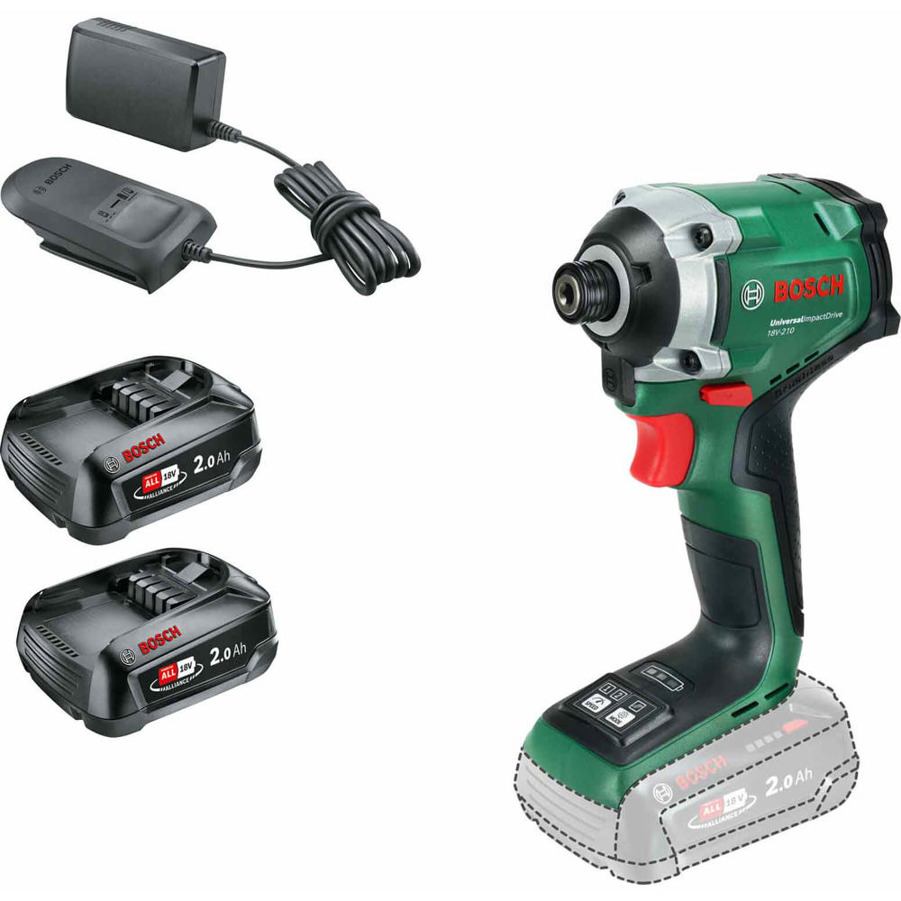 Bosch UNIVERSALIMPACTDRIVE 18V-210 18v P4A Cordless Brushless Impact Driver 2 x 2ah Li-ion Charger No Case