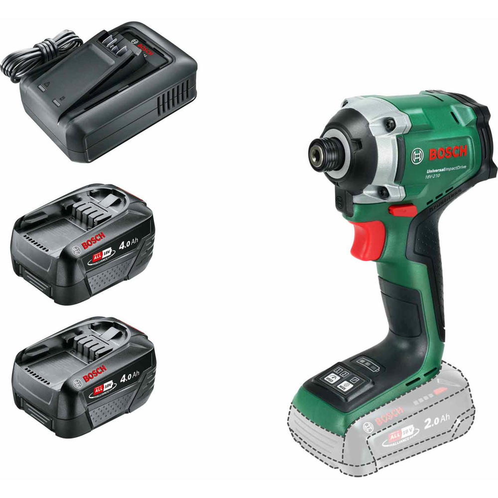 Bosch UNIVERSALIMPACTDRIVE 18V-210 18v P4A Cordless Brushless Impact Driver 2 x 4ah Li-ion Charger No Case