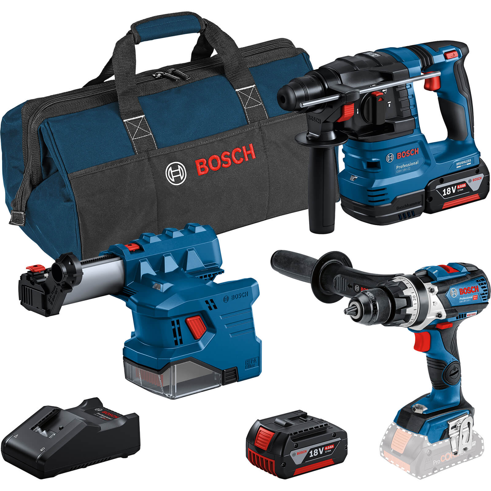 Bosch 18v Cordless 3 Piece Combi and SDS Drill Power Tool Kit | Power ...