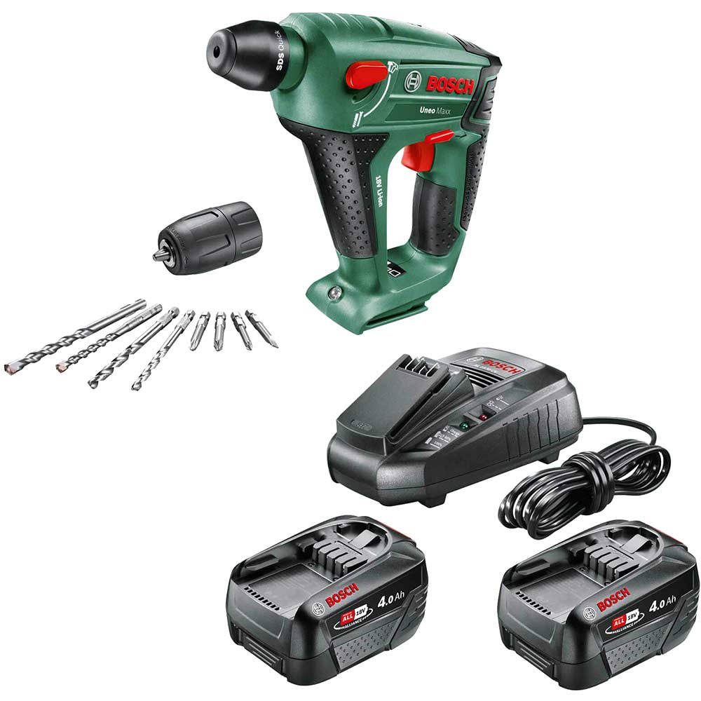 Image of Bosch UNEO MAXX 18 LI 18v Cordless Rotary Hammer Drill 2 x 4ah Li-ion Charger No Case