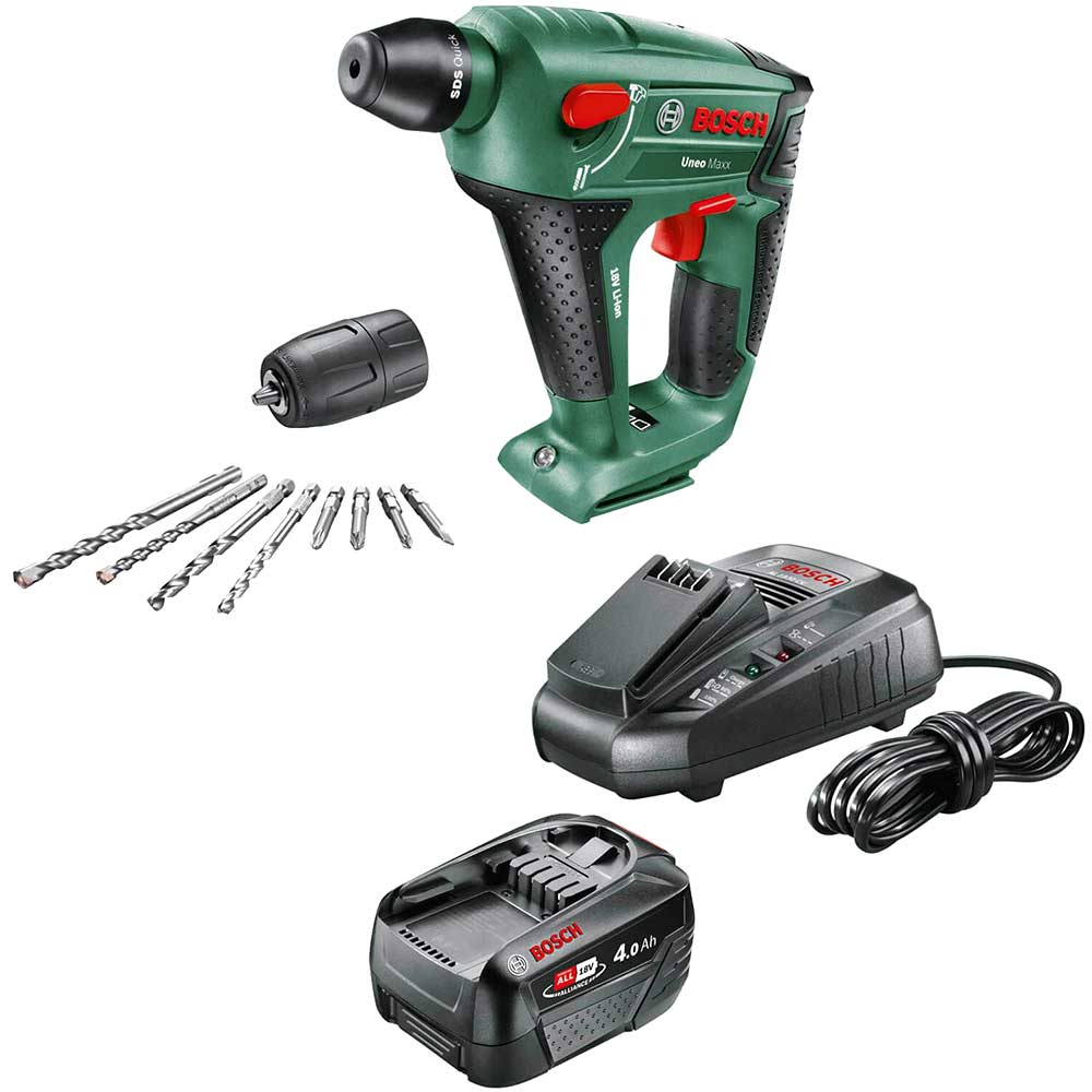 Image of Bosch UNEO MAXX 18 LI 18v Cordless Rotary Hammer Drill 1 x 4ah Li-ion Charger No Case