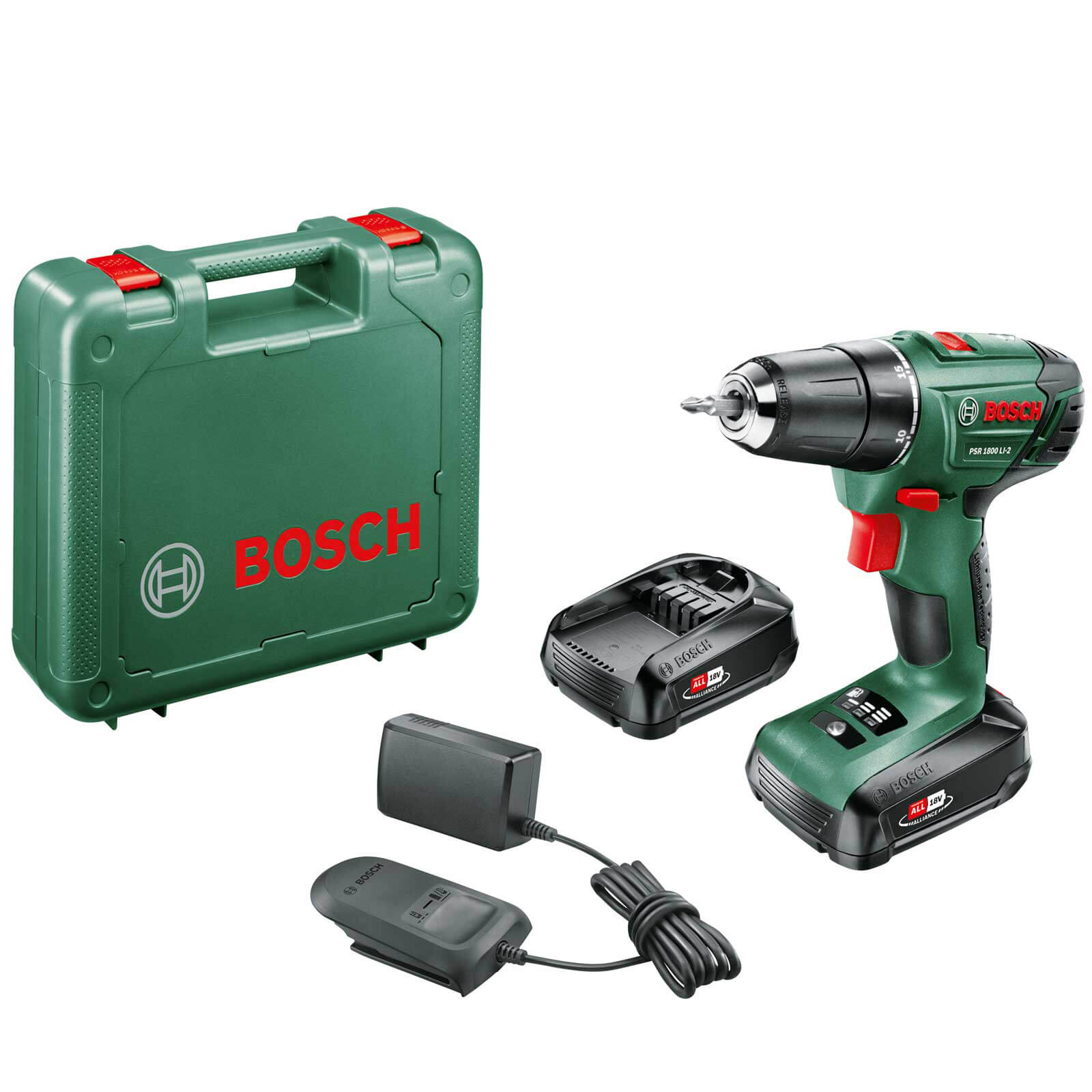 Image of Bosch PSR 1800 LI-2 18v Cordless Drill Driver 2 x 2.5ah Li-ion Charger Case