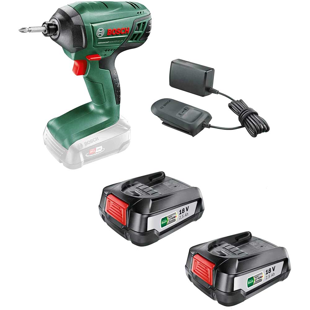 Image of Bosch ADVANCEDIMPACTDRIVE 18v Cordless Impact Driver 2 x 2.5ah Li-ion Charger No Case