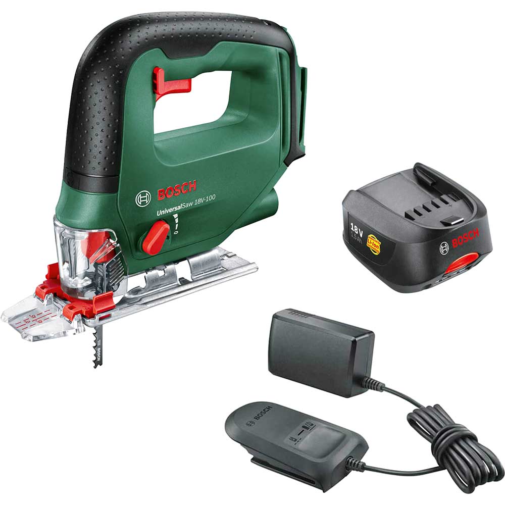 Bosch UNIVERSALSAW 18V-100 P4A 18v Cordless Jigsaw 1 x 1.5ah Li-ion Battery Charger No Case
