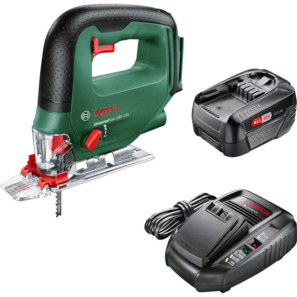 Bosch UNIVERSALSAW 18V-100 P4A 18v Cordless Jigsaw 1 x 4ah Li-ion Battery Charger No Case