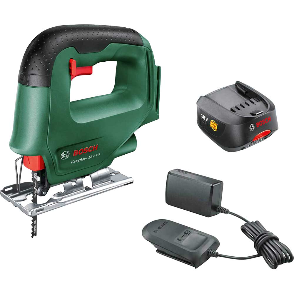 Image of Bosch EASYSAW 18V-70 18v Cordless Jigsaw 1 x 1.5ah Li-ion Charger No Case