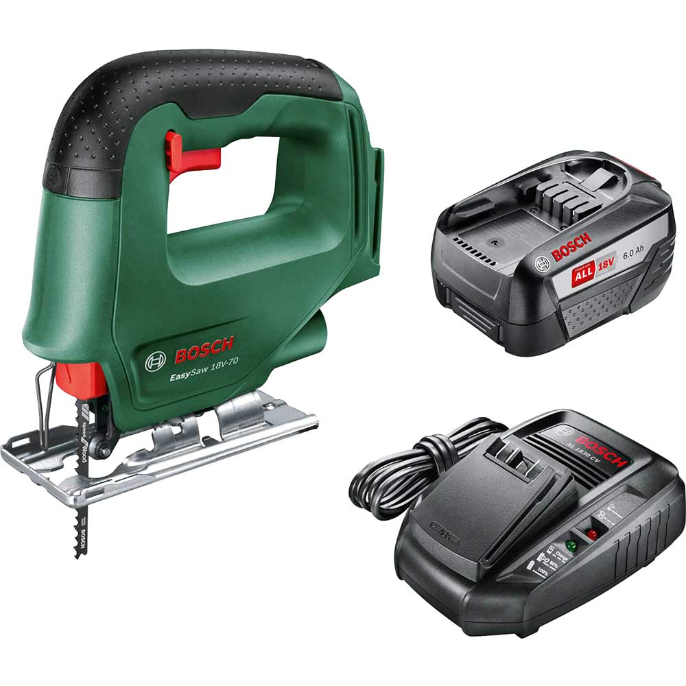 Bosch EASYSAW 18V-70 P4A 18v Cordless Jigsaw 1 x 6ah Li-ion Battery Charger No Case