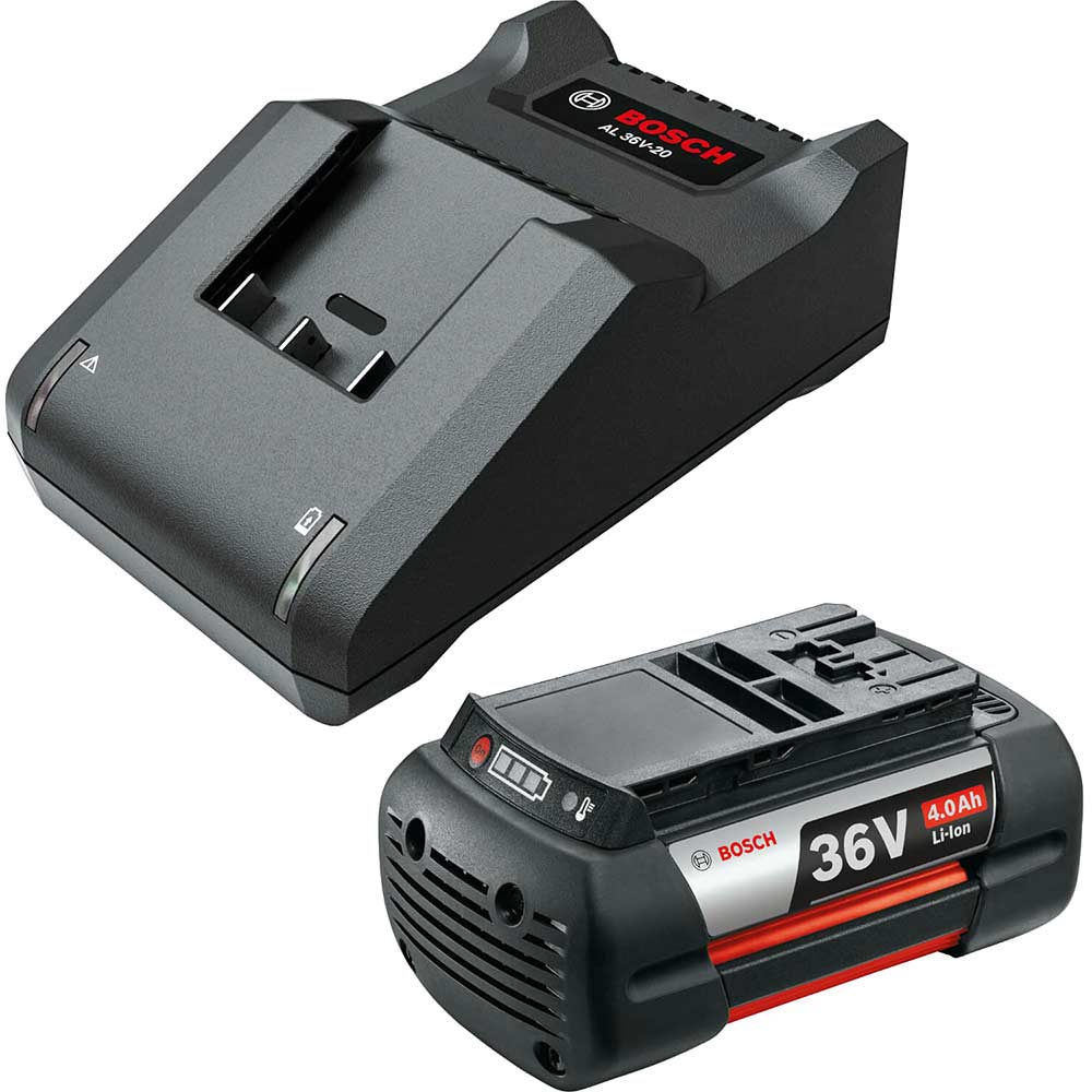 Image of Bosch Genuine GREEN 36v Cordless Li-ion Battery 4ah and Charger 4ah