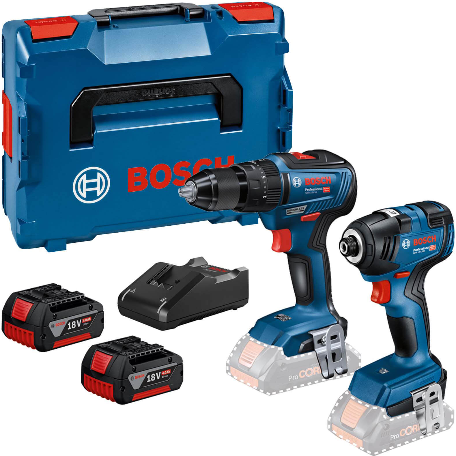 Photos - Tool Kit Bosch 18v Cordless Brushless Combi Drill and Impact Driver Kit 2 x 4ah Li 