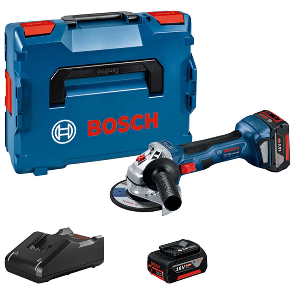 Bosch GWS 18V-7 115 18v Cordless Brushless Angle Grinder 115mm 2 x 4ah Li-ion Battery Charger Case