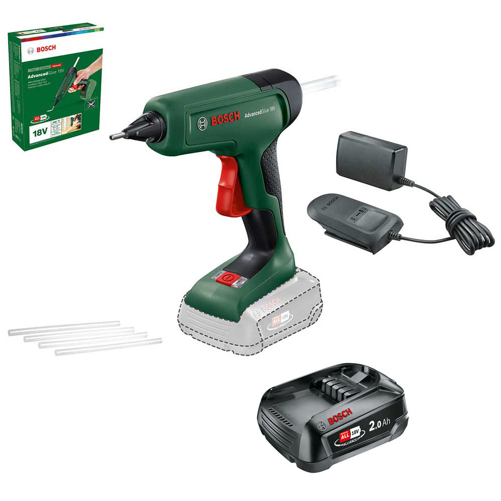 Bosch ADVANCEDGLUE P4A 18v Cordless Hot Glue Gun 1 x 2ah Li-ion Battery Charger No Case