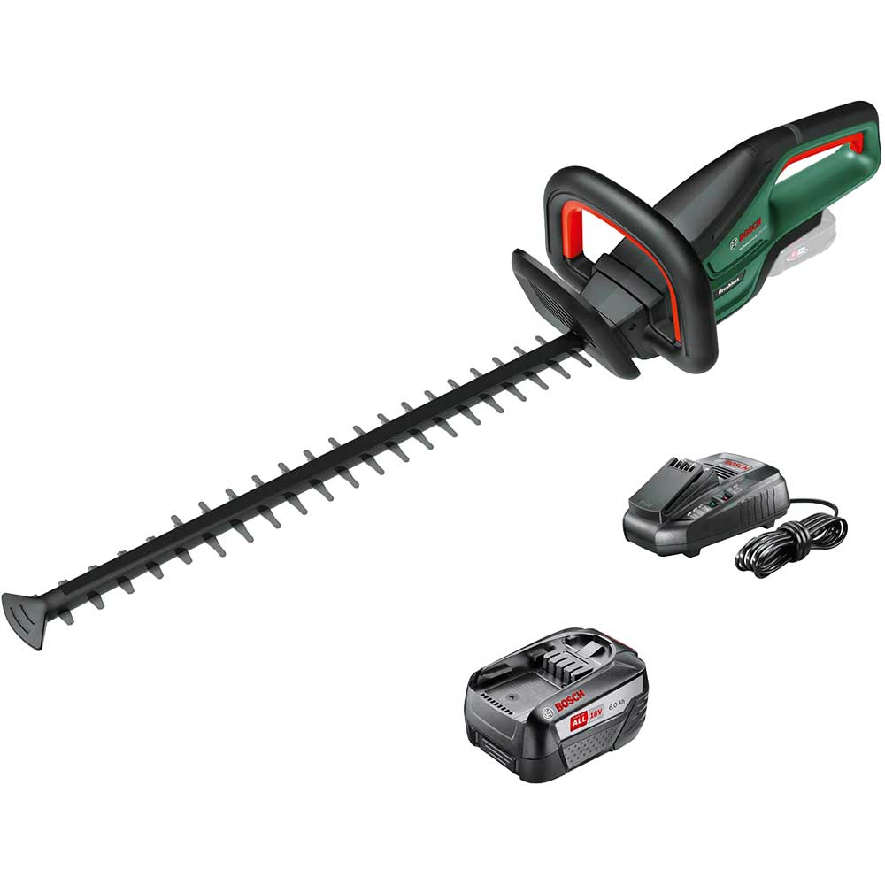 Bosch UNIVERSALHEDGECUT 18V-50 P4A 18v Cordless Hedge Trimmer 500mm 1 x 6ah Li-ion Battery Charger