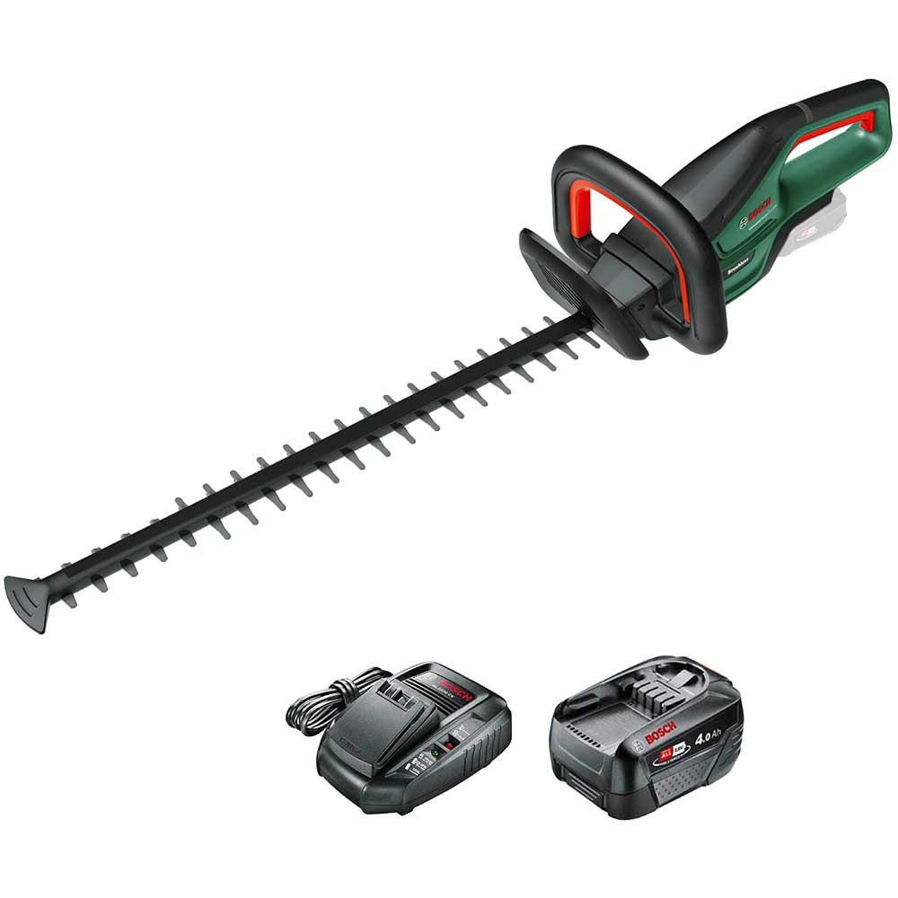 Bosch UNIVERSALHEDGECUT 18V-55 P4A 18v Cordless Hedge Trimmer 550mm 1 x 4ah Li-ion Battery Charger