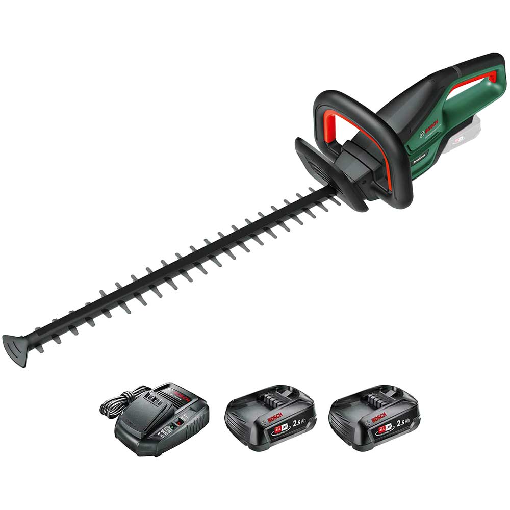 Image of Bosch UNIVERSALHEDGECUT 18V-55 18v Cordless Hedge Trimmer 550mm 2 x 2.5ah Li-ion Charger