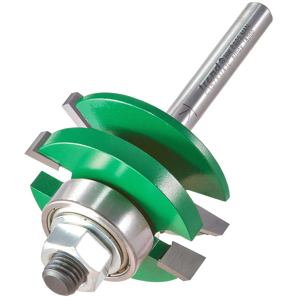 Trend CRAFTPRO Bearing Guided Combination Raised Bevel Router Cutter 41mm 17mm 1/4