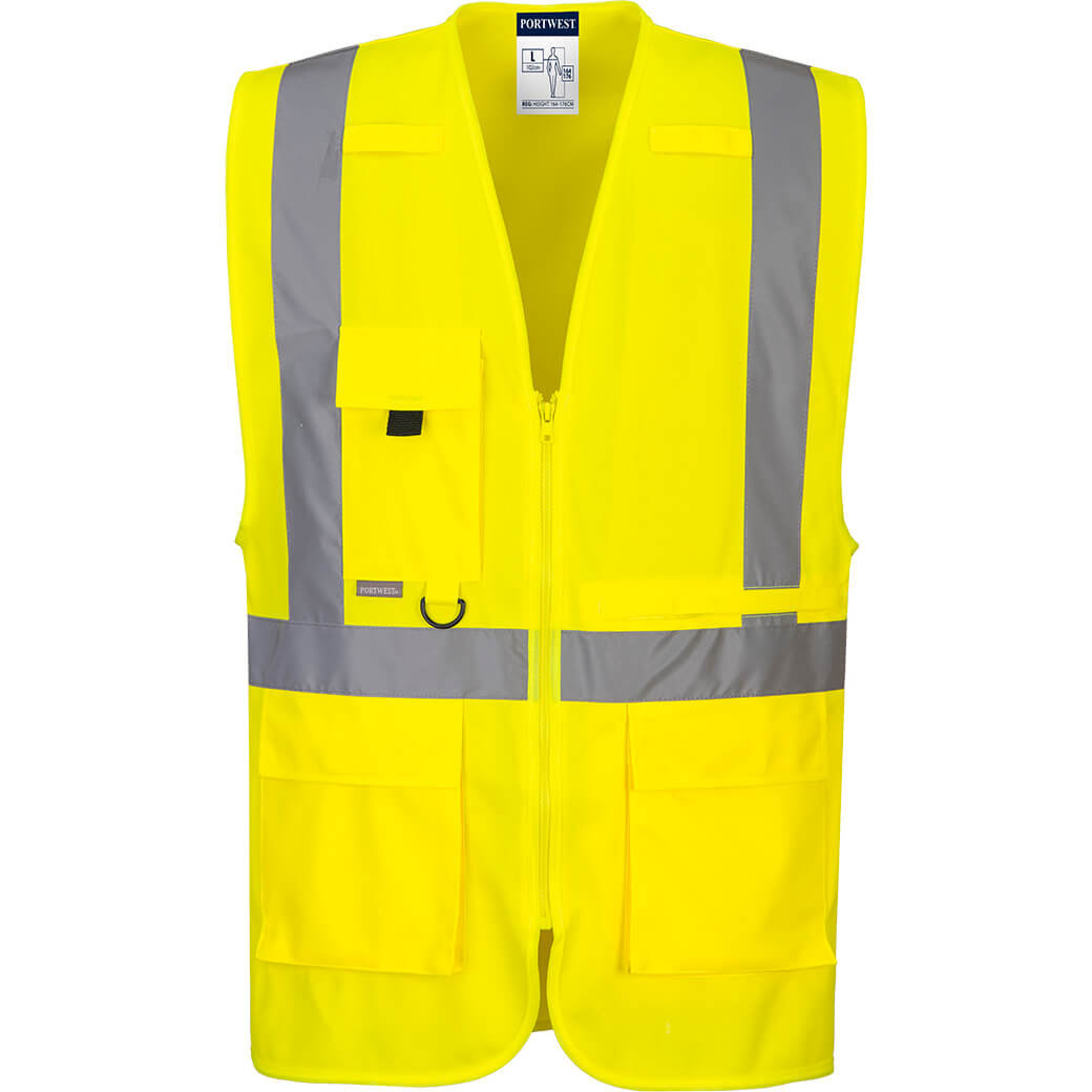 Image of Portwest Executive Tablet Pocket Hi Vis Vest Yellow L