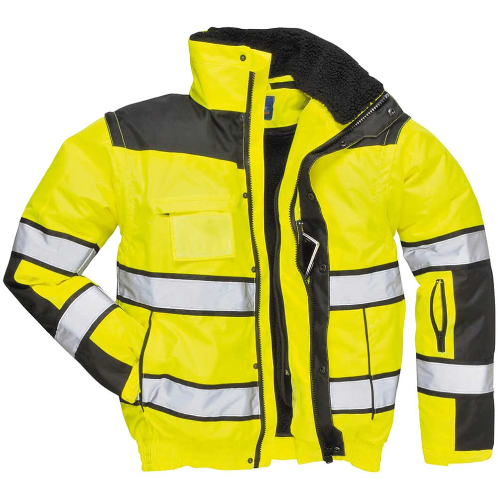 Oxford Weave 300D Hi Vis Classic Bomber Jacket Yellow / Black 3XL