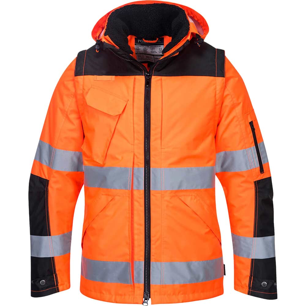 Oxford Weave 300D Hi Vis Winter Pro Jacket Orange / Black M