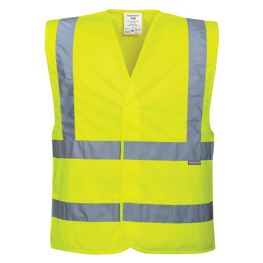 Image of Portwest Two Band and Brace Class 2 Hi Vis Waistcoat Yellow 2XL / 3XL
