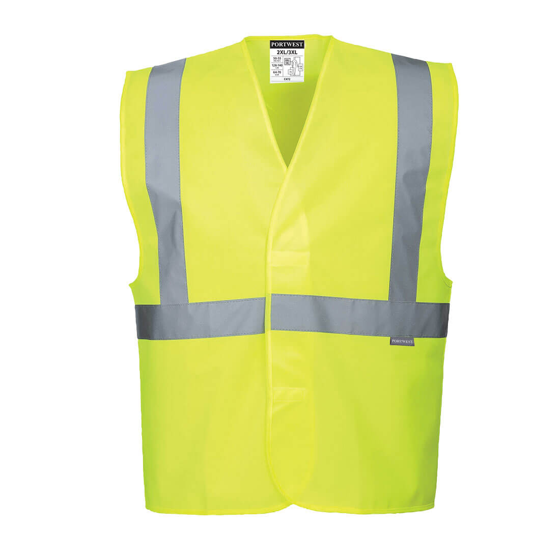 Image of Portwest One Band and Brace Class 2 Hi Vis Vest Yellow 4XL / 5XL
