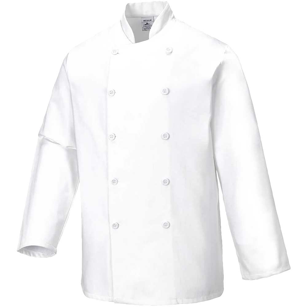 Portwest Sussex Chefs Long Sleeve Jacket White 2XL