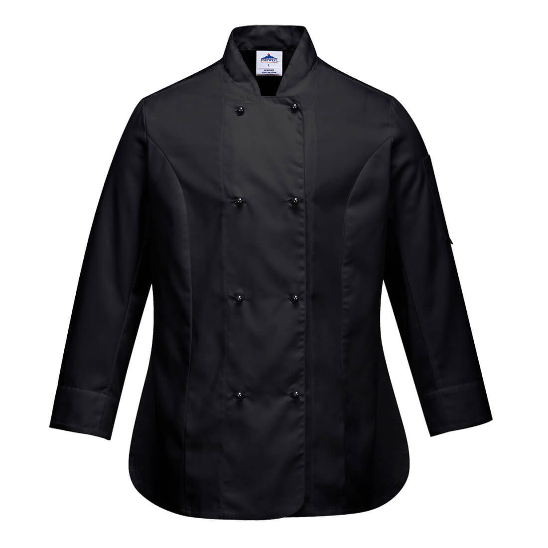 Image of Portwest Rachel Womens Chefs Long Sleeve Jacket Black 2XL