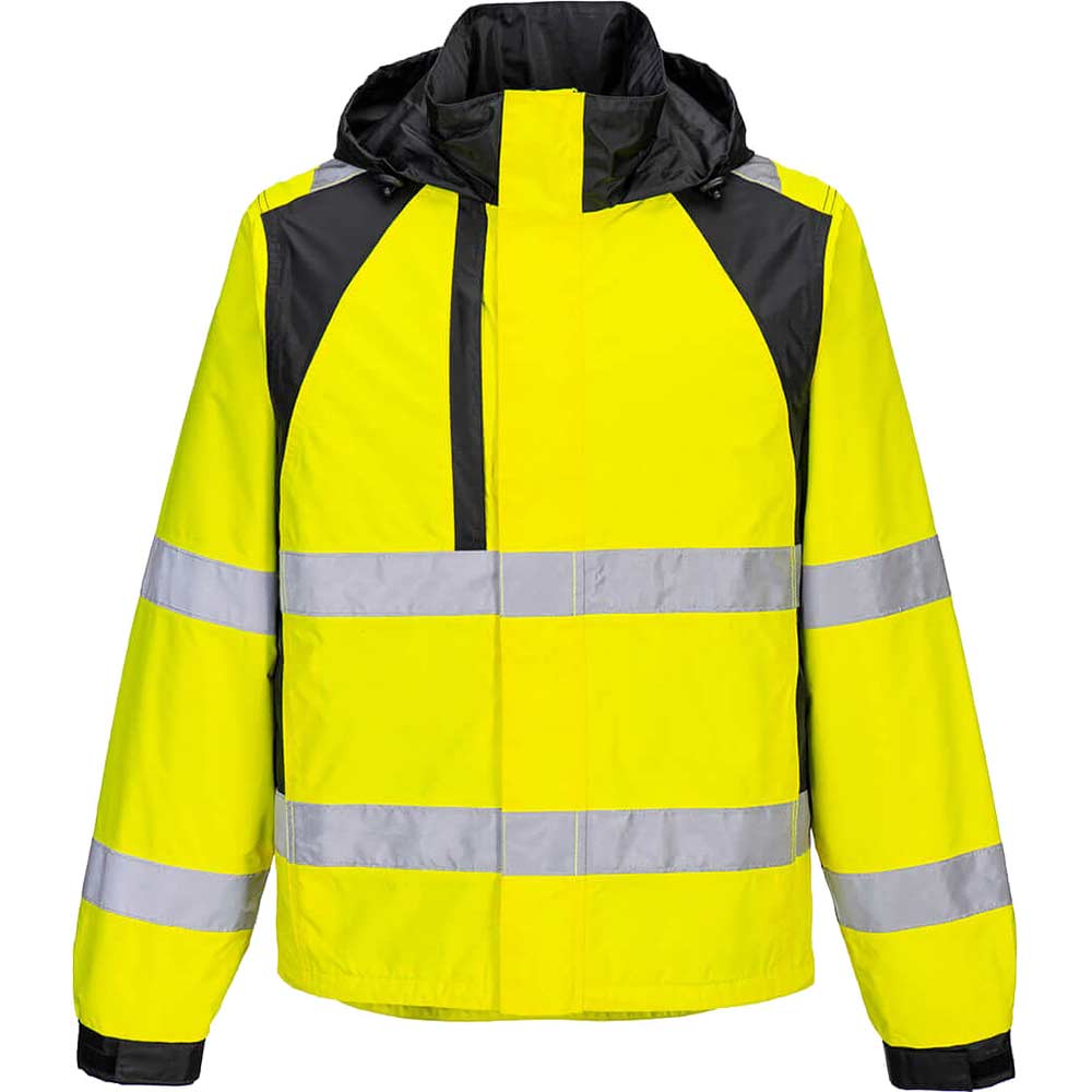 Portwest WX2 Eco Hi Vis Waterproof Rain Jacket Yellow / Black 2XL